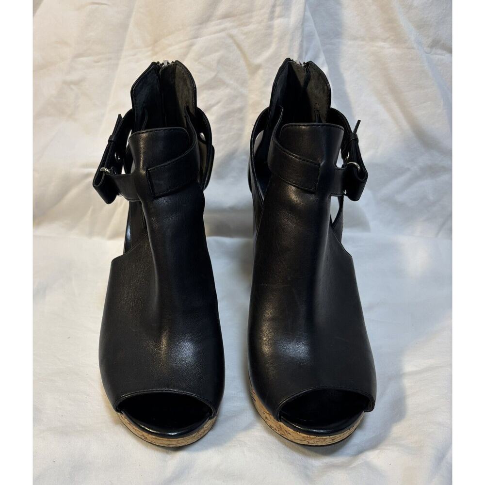 Lauren Ralph Lauren Fiana Black Leather Booties Boots Size 7.5 Buckle Zip LRL